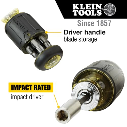 Klein Tools 85515 3-Piece Multi-Bit Impact Screwdriver Set with 8-in-1 Stubby, Mini Ratchet and 4-in-1 Electronics Screwdriver - style: Standard Kit
