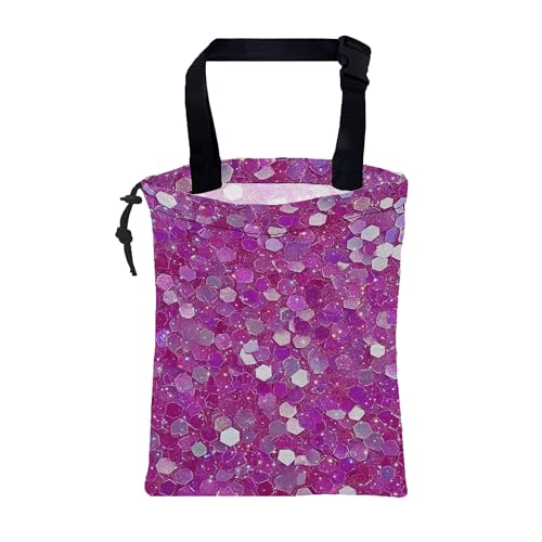 Car Garbage Bag Pink and Purple Hexagonal Hanging Canvas Car Trash Bag Drawstring Car Back Seat Organizer for Car Back Front Seat Console with Adjustable Buckle - color: Pink and Purple Hexagonal