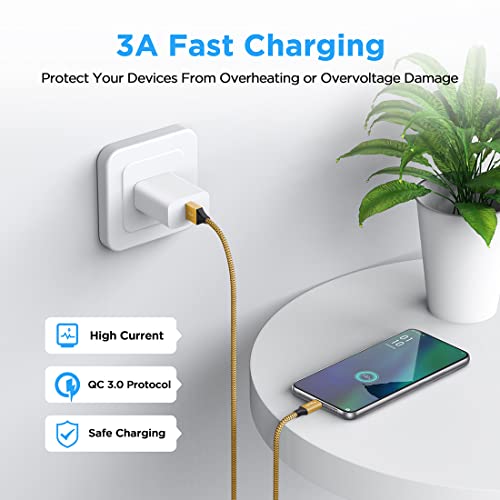 etguuds USB to USB C Cable 2ft, 2-Pack USB A to USB C Charger Cord Type C | Fast Charging for Samsung Galaxy A17 A16 A15 A26 A36 A56, S26 S25 S24 S23 S22 S21 S20 S10, for iPhone 17 16 15, Moto, Gold - color: Gold