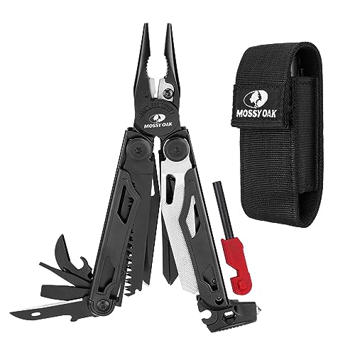 MOSSY OAK 19-in-1 Multitool Pliers Stainless Steel Self-Locking - style: 19-in-1 with Fire Starter & Whistle