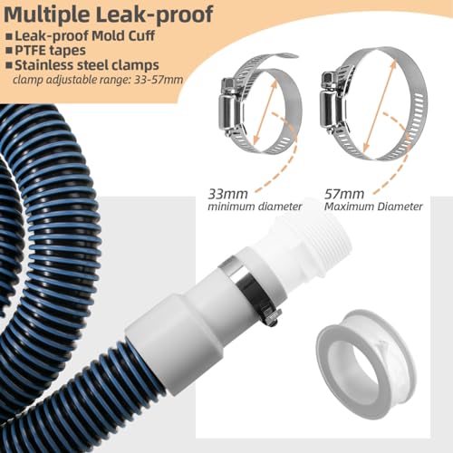 1.5" 6ft Pool Filter Pump Hose Kit for Above Ground Pools Vacuum Skimmer