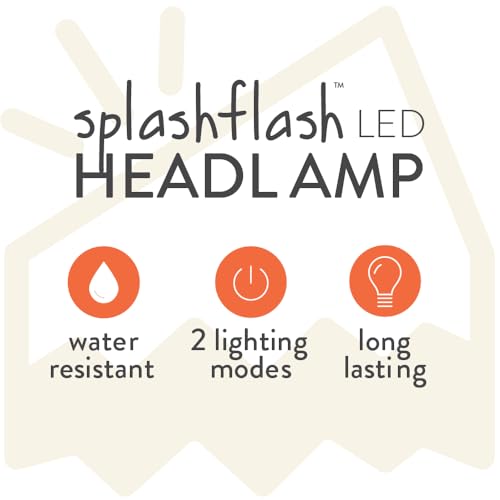 ust Waterproof SplashFlash LED Headlamp with Clip and Headstrap, Orange/Gray, One Size for Camping, Outdoor Survival, Emergency