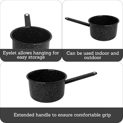 MIRRO 1.25 Qt Enamel Saucepan for Sauces, Black | Compact Size for Efficient Cooking, Smooth Glass Enamel Coating, Comfortable Extended Handle, Versatile for Sauces, Gravies - size: 1.3 Quarts