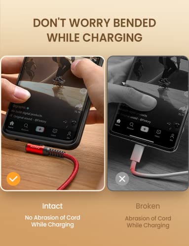 AINOPE USB A to USB C Cable 3.1A 2Pack 6.6FT Right Angle Nylon Type C Cable - color: Grey+Red, size: 6.6FT+6.6FT