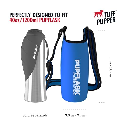 Tuff Pupper PupFlask Insulated Neoprene Dog Water Bottle Holder Sling with Wide Adjustable Shoulder Strap, Great for Travel, Walking, Hiking, Portable Pet Water Bottle Holder (40 OZ, Nebulas Blue) - color: Nebulas Blue, size: 40 OZ
