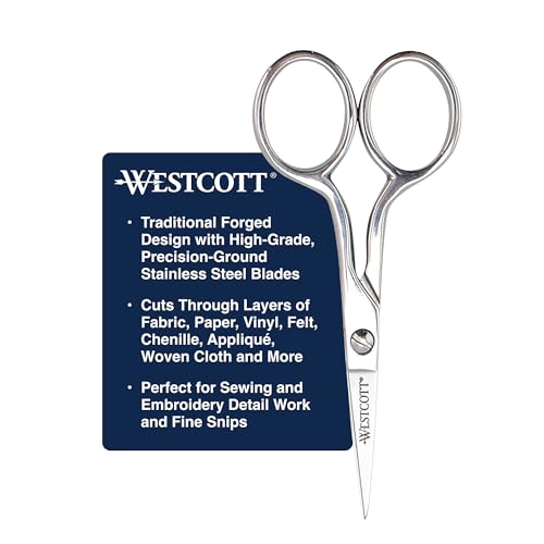 Westcott 4in Forged Paper and Fabric Scissors, Precision Scissors for Embroidery Detail, Sewing and Crafts - size: 4-Inch Straight