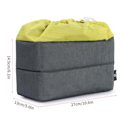 Koolertron Waterproof DSLR Camera Bag with Removable Insert, Adjustable Compartments, Fits in Camera Bags - Protective Case for DSLR/SLR Cameras & Accessories - color: Gray Green+Yellow