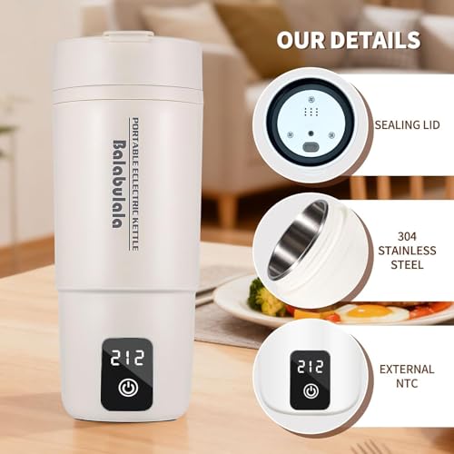Travel Electric Kettle, Balabulala Portable Water Boiler with 6 Variable Presets,Small Electric Kettle with Keep Warm Temperature Controls & Boil Dry Protection, 14oz,White - color: White