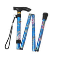 Folding Lightweight Walking Stick - Adjustable Aluminum Metal Collapsible Travel Cane with Non-Slip Rubber Base - color: Blue Floral