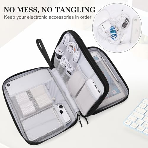 FYY Electronic Organizer, Travel Tech Pouch Bag, Extra Large, Black Quilted - color: Black Quilted, size: 10.8 x 8 x 3.15 inches