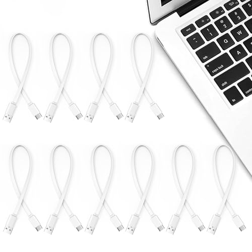 1ft Flat USB A to USB C Cable, Short Fast Charging Cord 10-Pack, White - color: White, size: 1 Foot