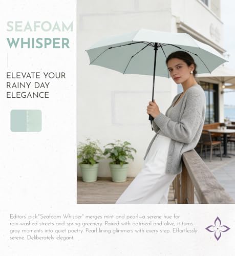 Windproof Travel Umbrella for Rain - 43" Compact Folding Umbrella, Reinforced Strong Frame, Lightweight Portable Parasol with UPF 100+ UV Sun Protection, Cruise Ship Essentials - color: 1-Mint
