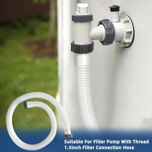 15ft 1 1/2" Pool Hose for Above Ground Pools Long Pool Pump Replacement Filter Hoses 1.5" EVA Swimming Pool Filter Hose for Filter Pumps, Saltwater Systems and Sand Filters (White) - color: White