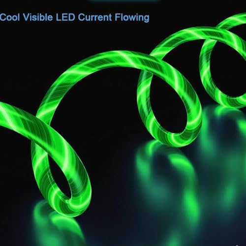 IHAO Multi Connectors Fast Charging Cable 6 Combinations in One Cable USB A/Type C to USB C/Micro USB Cord Lighted Up LED Flowing Compatible with Most of Electric Device-39 Inches Green - color: 6IN1 Multi Ports LED Green