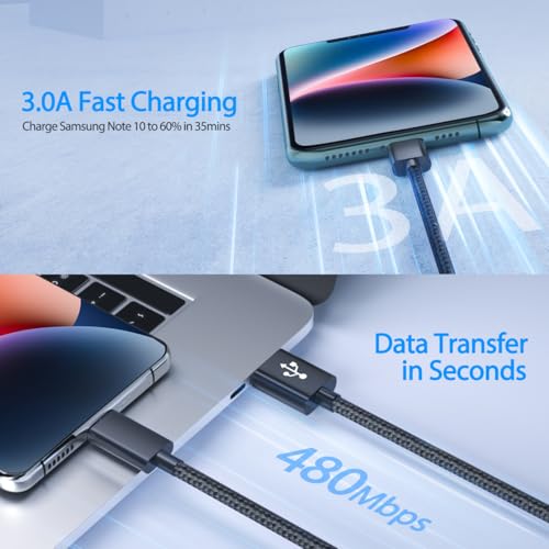 Short USB C Cable 1.5 FT,USB C Cord for Samsung Galaxy A15 A25 A35 A55 A54,S24 S23 S22 S21 S20 S10,Moto G,USB A to Type-C Charger Cord Car Carplay Charging Cable for iPhone 15 16 15 Pro Max Plus - size: 1.5ft