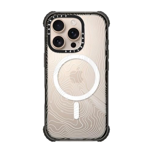 CASETiFY for iPhone 16 Pro Case - Ultra Impact Compatible with MagSafe | Strong Slim | 11.5 ft. 5X Militray Grade Drop Protection | Topography Map | Black - color: Topography Map, size: Iphone 16 Pro (6.3")