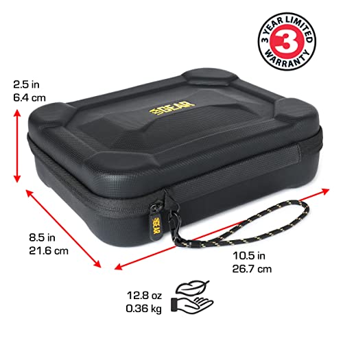 USA Gear Water Resistant EVA Foam Hard Case Compatible with Go Pro Hero13 / Hero12 Charger, Insta360 ONE RS Twin, Insta360 X4-8K & more - Lightweight, Customizable Interior, Mesh Pocket (Case Only)