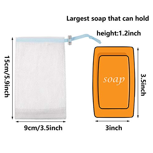 Cobahom Soap Bag 6 Pack 6 x 3.5 Inch Mesh Foaming Net Soap Sack Bags Soap Saver Pouch Net Bags with Drawstring for Bath & Shower （Blue） | Soap Handmade Soap Bubble Mesh Net Bags with Drawstring, Mesh Soap Saver Pouch Bag for Bath & Shower (Blue) - size: 6