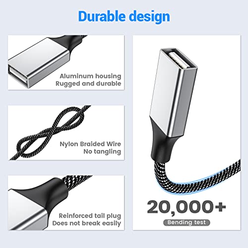 MOGOOD USB Splitter 1 in 4 Out 3.3FT Braided USB Extension Hub for Desktop - size: 3.3ft/1m