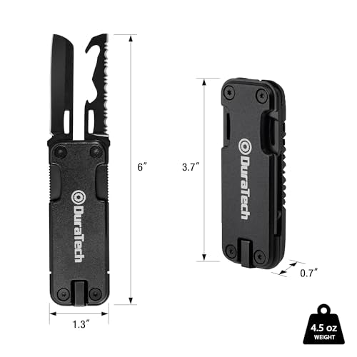 DURATECH 16-In-1 Multitool Knife, Compact EDC Multi Tool | Gift for Men, Blade, Magnetic Bit Holder, 6 S2 Screwdriver Bits, Bottle Opener, Rope Cutter, For Camping, Hiking, Survival