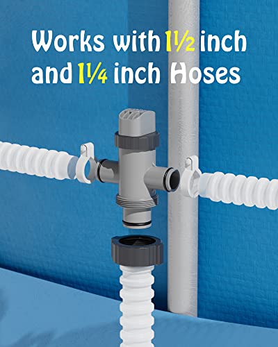 SHAPON Dual Split Hose Plunger Valve Compatible with Intex Pool Parts - color: Gray