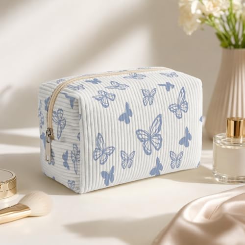 Portable Makeup Organizer for Skincare Hygiene Purse Brushes Lipstick Nail Polish,Toiletry Kit for Women,Cute Makeup Bag & Travel Essentials (Butterfly) - color: Butterfly