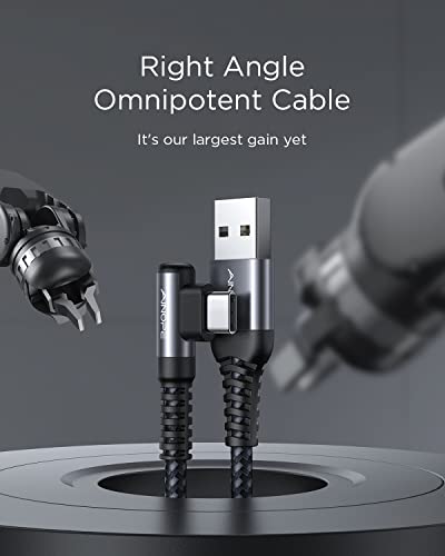 AINOPE USB to USB C Cable [2-Pack, 6.6ft] 3.1A Fast Charger Type C Right Angle, Resistant Nylon Braided C Type Charging Cable Compatible with Galaxy S10 S9 Plus S21, Note 10 9 LG, Type C Charger - color: Space Grey, size: 6.6FT+6.6FT