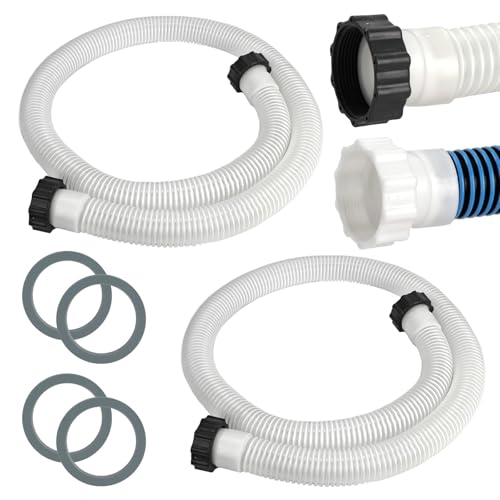 2 Pack 1 1/2 Pool Hose for Above Ground Pool 6ft Pump Replacement Hoses 1.5" EVA Heavy Duty Swimming Pool Hose for Above Ground, Filter Pumps, Saltwater Systems and Sand Filters (White) - color: White