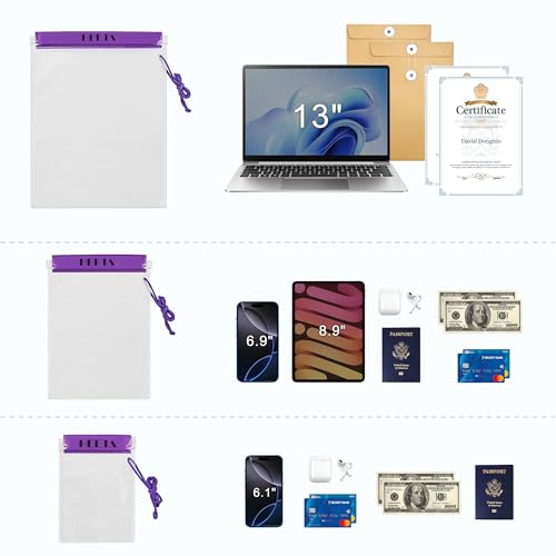 HEETA 5-Pack Clear Waterproof Dry Bag Pouch Document Holder for Phone Maps - color: Purple
