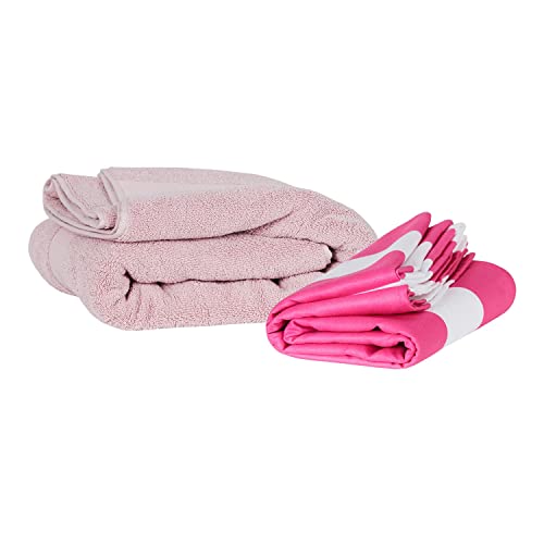 Dock & Bay Beach Towel - Quick Dry, Sand Free - Compact, Lightweight - 100% Recycled - Includes Bag - Cabana - Phi Phi Pink - Large (160x90cm, 63x35) - color: Cabana - Phi Phi Pink, size: Large (160x90cm, 63x35")