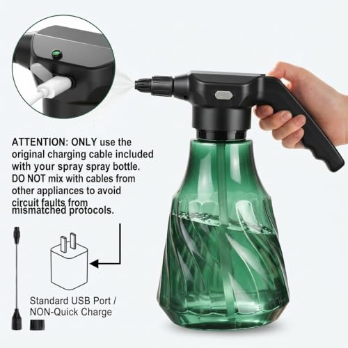 Electric Plant Mister, Rechargeable Spray Bottle for Garden