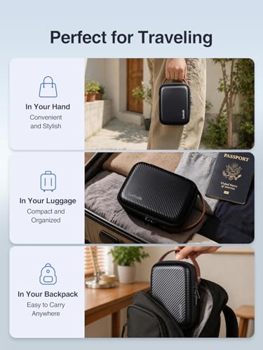 Luxtude Travel Sunglasses Organizer Case, Hard Shell Sunglasses Travel Case - color: Black-3 Pairs
