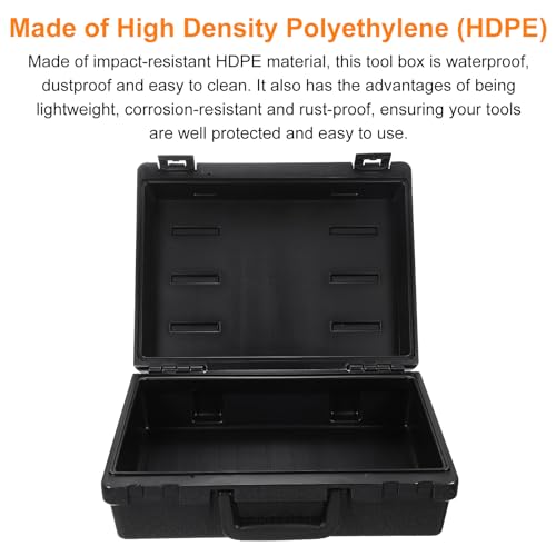 HARFINGTON Hard Carry Case 13.6" High-Density Polyethylene Empty Tool Box Rust & Weather-Resistant Blow Forming Tool Case for Household Workshop Car - size: 13.6"