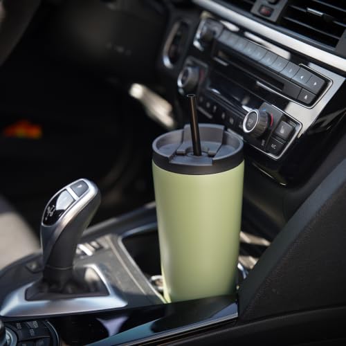 Konokyo 18 oz Insulated Tumbler Water Bottle with Straw Lid, Angel White | Stainless steel insulated tumbler for coffee, water and iced drinks; spill-proof lid, 2 straws, cup-holder friendly - color: Angel White, size: 18 Ounces