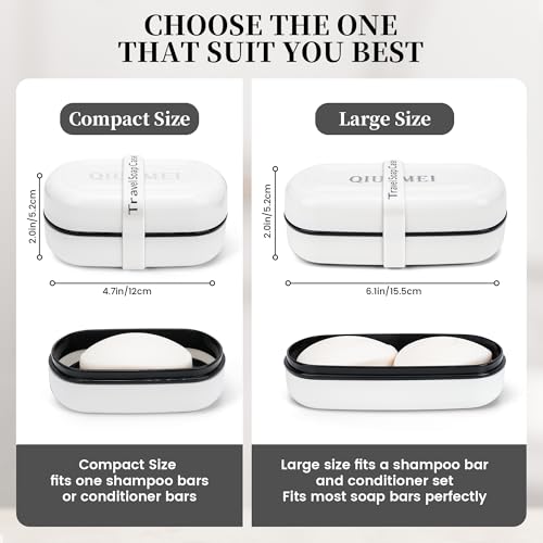 Travel Soap Box,soap Bar Holder Dish Container Case with Soap Bag & Silicone Band,Strong Sealing Leak Proof Portable,Best for Bathroom/Camping/Gym/Business Trip (White) - color: White