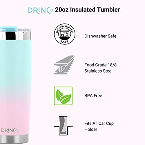 Drinco - 20 oz Stainless Steel Tumbler | Double Walled Vacuum Insulated Mug With Lid, 2 Straws, For Hot & Cold Drinks (20oz Macaron, 20oz) - color: 20oz Macaron