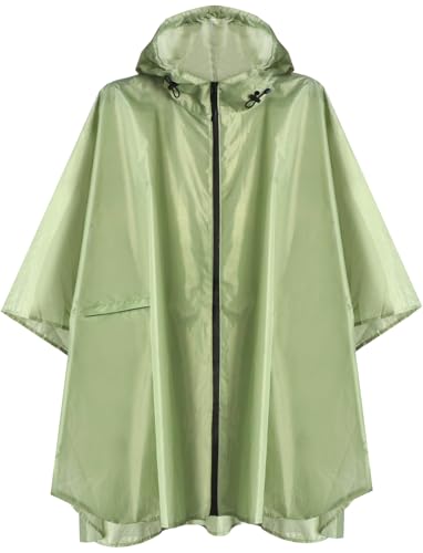 ANYOO Waterproof Rain Poncho Lightweight Reusable Hiking Hooded Coat Jacket for Outdoor Activities - color: F Tea