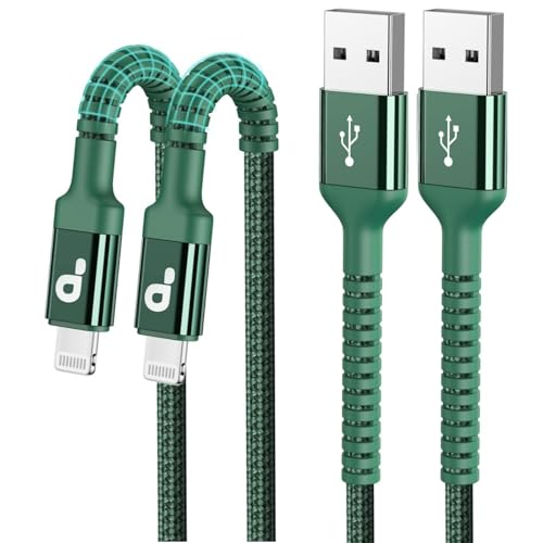 iPhone Charger Cable 3FT 2Pack, USB to Lightning Cable Extra Durable iPhone | Charging Cord [Apple MFi Certified] Short USB A to Lightning Cable for iPhone 14 13 12 11 8 7 Pro Max and More (Green) - color: Green, size: 3FT, style: USB A to Lightning