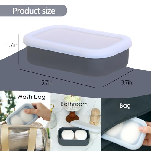 Large Travel Soap Container Leak Proof, Silicone Shampoo Bar Holder | Soap Case with Draining Layer, Slip-Resistant Portable Bar Soap Holder for Shower, Bathroom, Gym, Camping(Translucent Gray) - color: Rectangular Translucent Gray