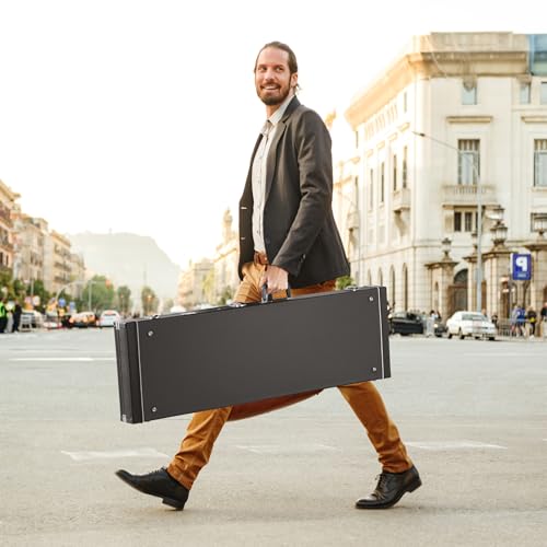 VEVOR Bass Guitar Hard Case, 48.03 in Rectangular Guitar Hard Case, With Lock Latch Keys Handle, PVC Padding Soft Lining Water-Resistant Hard Shell Guitar Cases, for 39-46.5 in Bass Guitars, Black - size: 48.03 inches Rectangular
