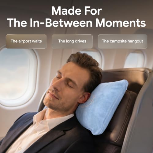 2-in-1 Travel Blanket and Pillow – Lightweight, Compact, Ultra Soft, Machine Washable – Handle, Luggage Sleeve, Backpack Clip – for Travel Airplane, Car, Office (Light blue) - color: Light Blue