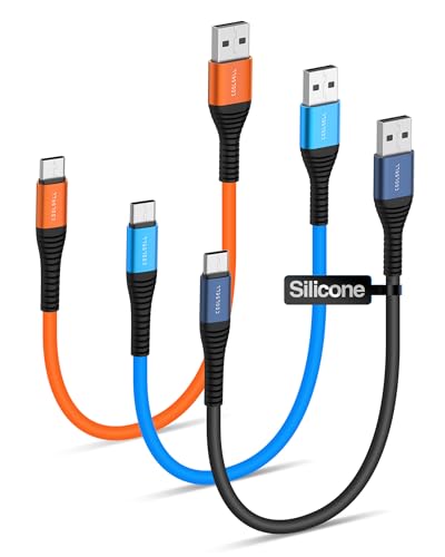 Short USB C Cable 6 Inch, Soft Silicone 3A Fast Charging Type-C Cable - color: Variety Pack, size: 0.5 Ft.