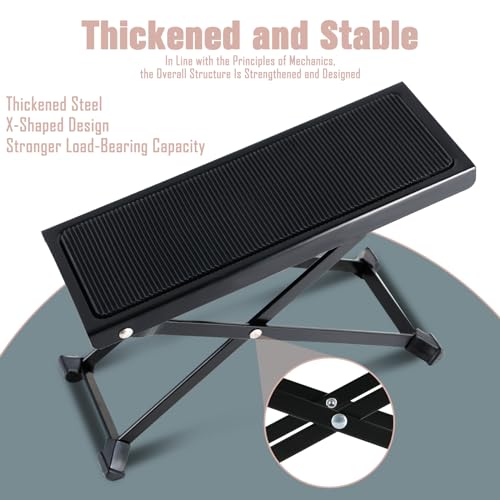 EASTROCK Guitar Foot Stool Height Adjustable Folding Guitar Foot Rest,Black | 5-level adjustment,Made of Solid Iron Guitar Foot Stand for Classical Guitar - size: 5-level adjustment