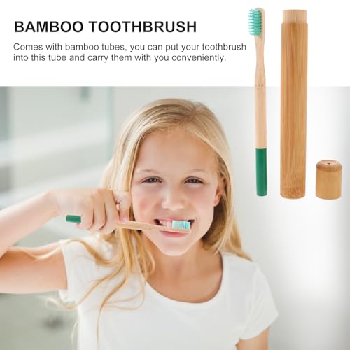 Healifty Bamboo Toothbrush Travel Kit with Degradable Tubes - 3 Pack Disposable Eco-Friendly Toothbrushes with Protective Case for Home Hotel and Travel