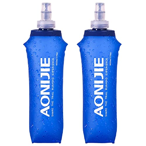 Azarxis TPU Soft Flask Collapsible Water Bottles BPA-Free 250ml 350ml 500ml for Hydration Vest Pack Running Hiking Cycling Climbing - color: 500ml / 16.9oz - 2 Pack
