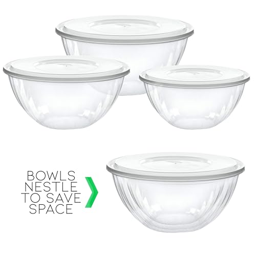 2 Sets Disposable Round Crystal Clear Serving Bowls With Lids - Party - size: 150 OUNCE