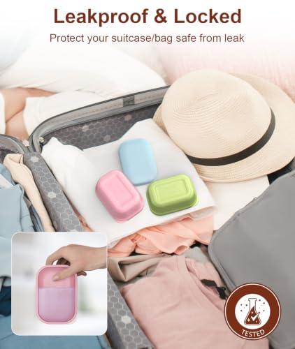 Quatish 3 Pack Travel Soap Case Leakproof, Portable Travel Bar Soap Holder Container with Lid for Camping, Gym, Multicolor - color: Pink,green,blue