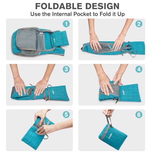 G4Free 10L/15L Hiking Backpack Lightweight Packable Hiking Daypack Small Travel Outdoor Foldable Shoulder Bag - color: Teal Blue, size: 10L
