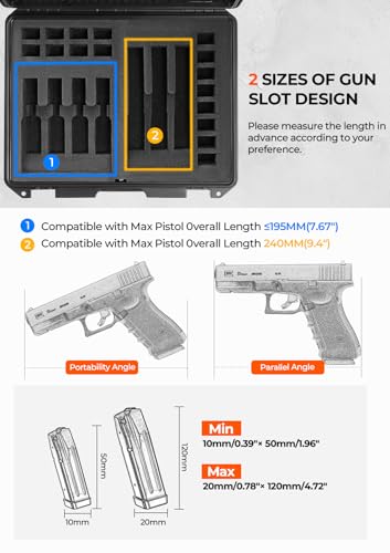 Pistol Case for Multiple Handguns, 3 Foam Types & Multiple Layout Available, Firearm Travel Carrying Case Fits Glock, Beretta, S&W, Waterproof Gun Box - color: Hold 7 Guns (5+2 Layout), size: Standard Foam
