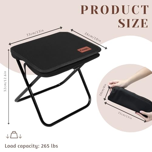 Portable Folding Stool Chair – Lightweight Compact Camping Stool with Carry Bag, Heavy Duty 265 lbs, Pocket Chair for Hiking, Backpacking & Travel